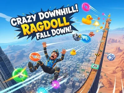 Spiel Verrückter Downhill! Ragdoll fällt hin! Online