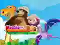 Spiel Masha und der Bär: Dinosaurier Online