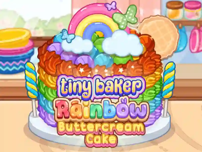 Spiel Tiny Baker: Regenbogen-Buttercreme-Kuchen Online