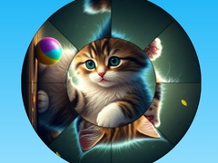 Spiel Rundes Puzzle: Bilder mit niedlichen Kätzchen sammeln Online
