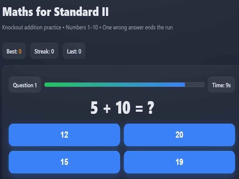 Spiel Mathematik für Standard II Online